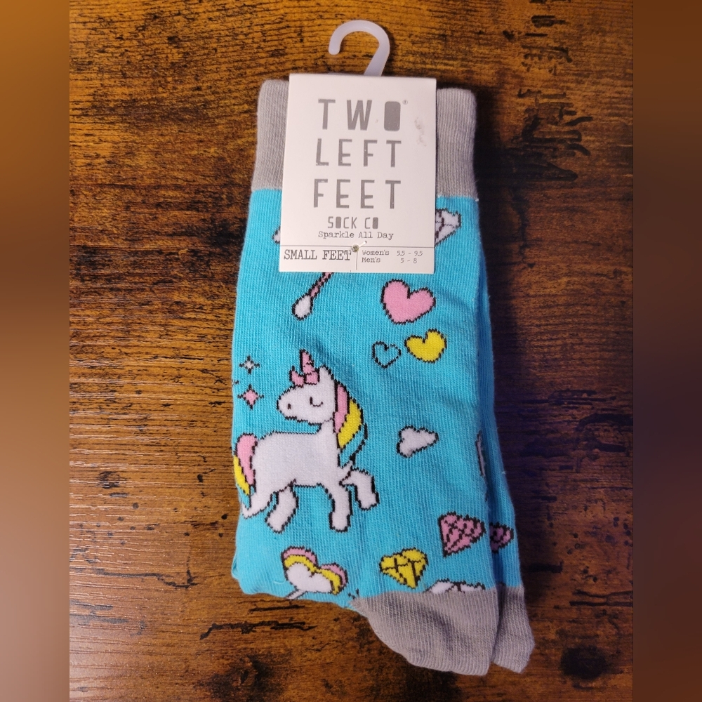 Two Left Feet, small feet size unicorn socks-multi colored